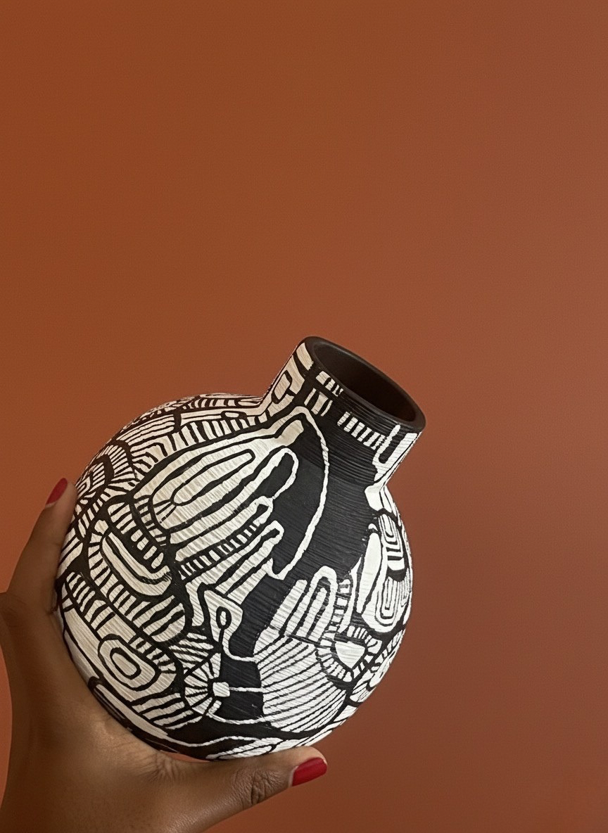 Title: Original Hand painted Vintage Vase