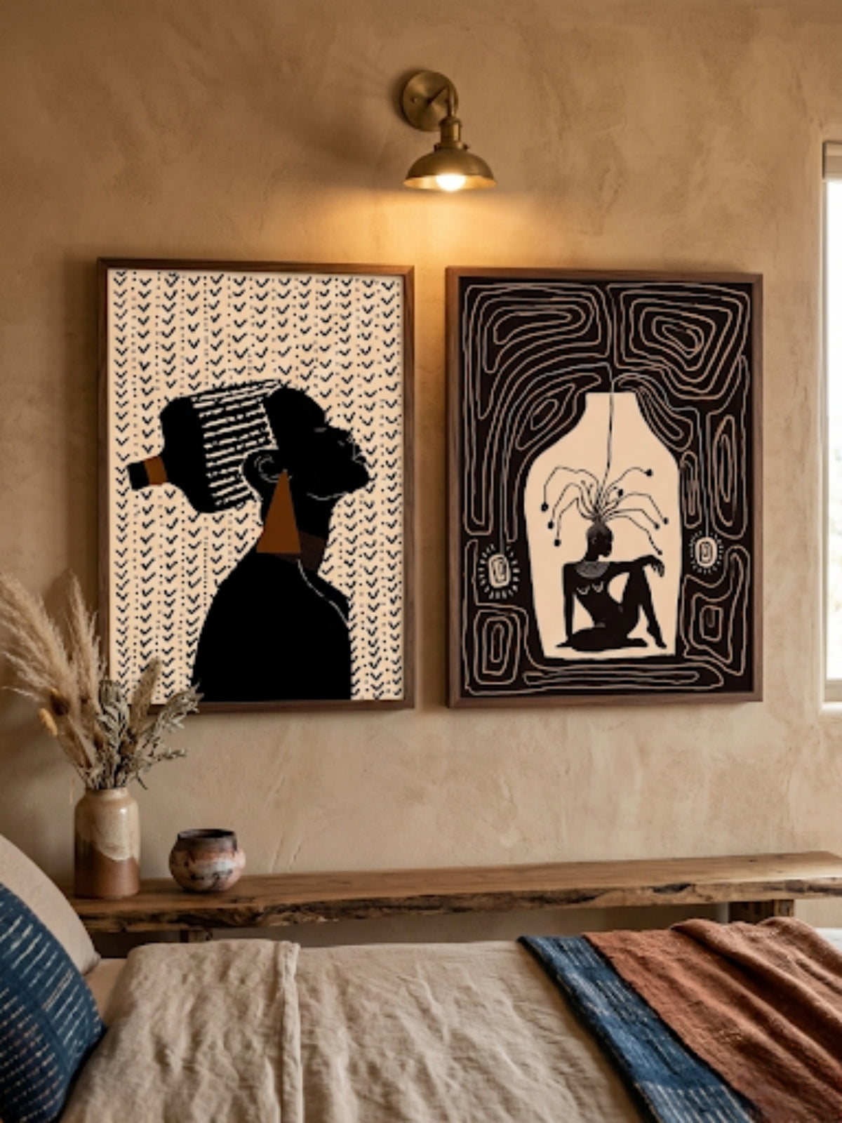 Set of 2 : Afro queen & Listening to my self (39 x 51 inches)