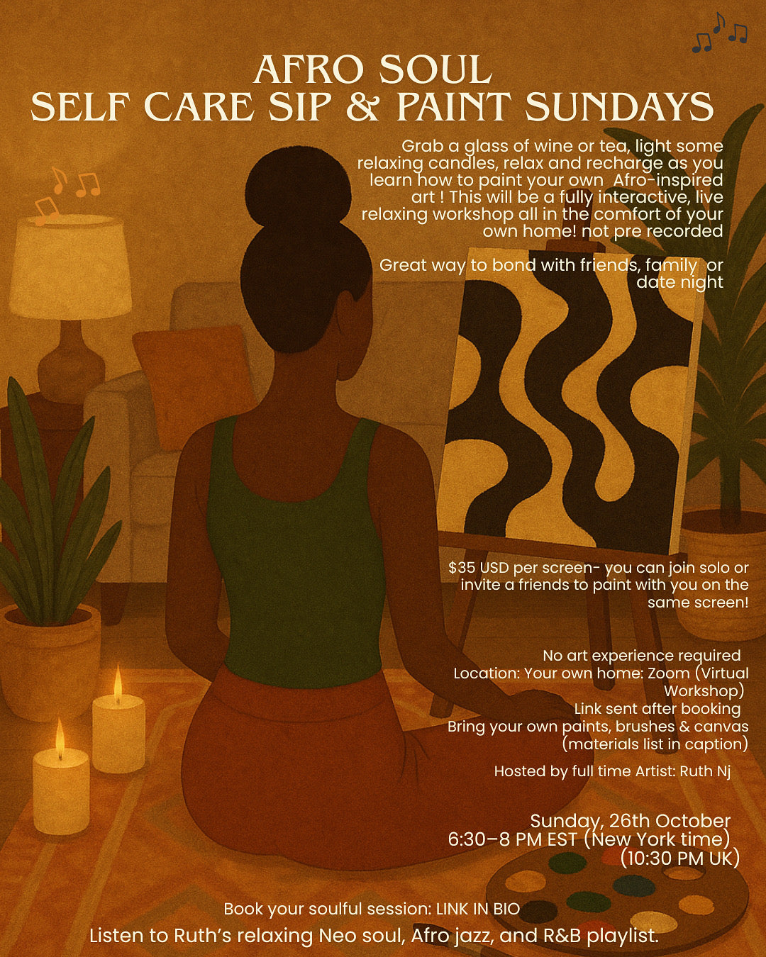 Art by Ruth Nj Virtual Sip & Paint( Home decor edition)