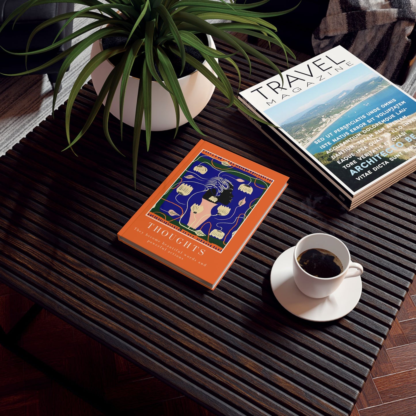 Vibrant Hard Backed Journal - "Thoughts: They Become Beautiful Souls and Powerful Actions"