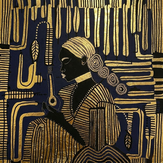 Presence (100 x 100 cm) 40 x 40 inches Hand-Finished Gold Leaf Statement