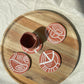 Matte Terracotta Set of 4 Hand made kiambu ceramic Coasters : Signed by Ruth ( only one set left