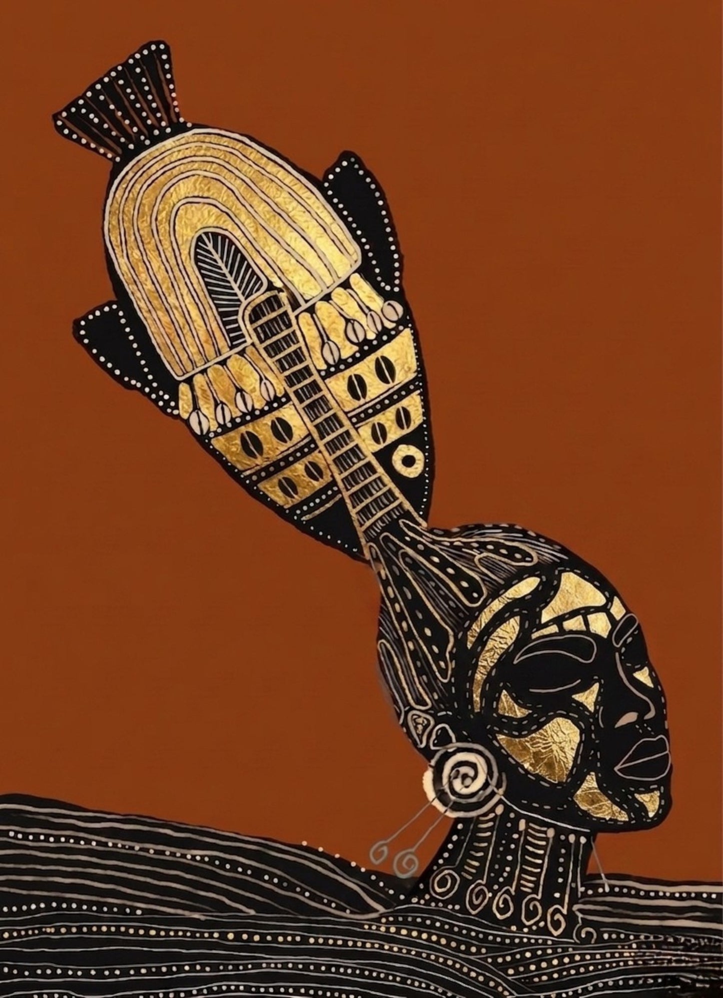 Ocean Lover | Hand-Finished Gold Leaf Statement limited to edition Print | 36 x 40 inches |