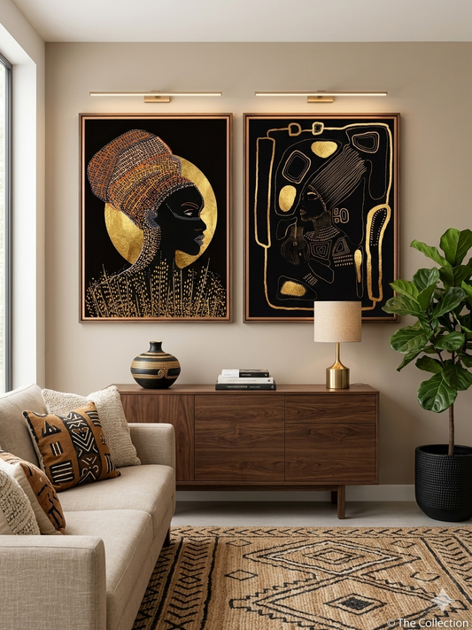 Golden Muse Pair | Hand-Finished Gold Leaf Statement Prints